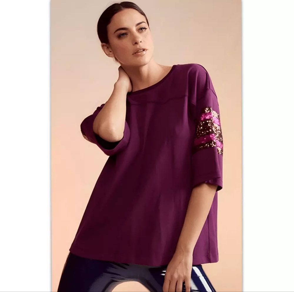 Cynthia Rowley Sequins Rugby Shirt Top NWT  Large